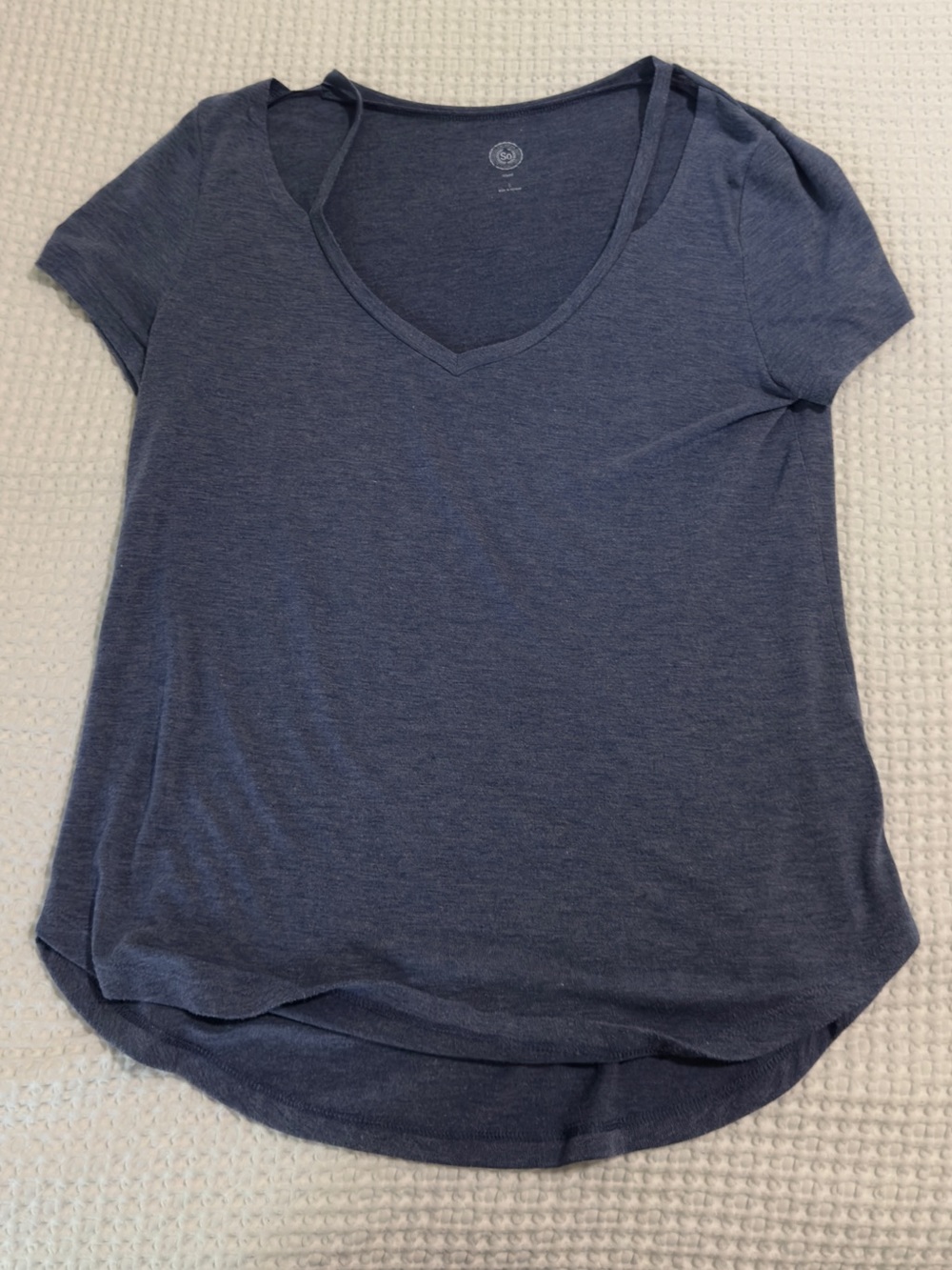 Women’s V-Neck Short Sleeve Top in Heather Navy